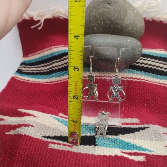 Vtg Native Bell Trading Kachina Hoop Dancer Earrings Pendant Set Sterling Silver - Picture 6 of 8